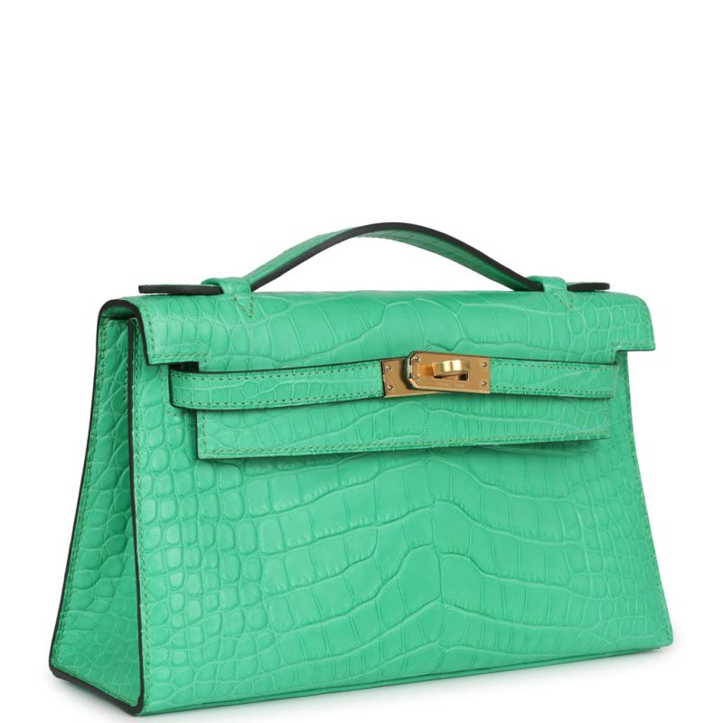 Hermes Kelly Pochette Vert Comics Matte Alligator Gold Hardware - Image 2