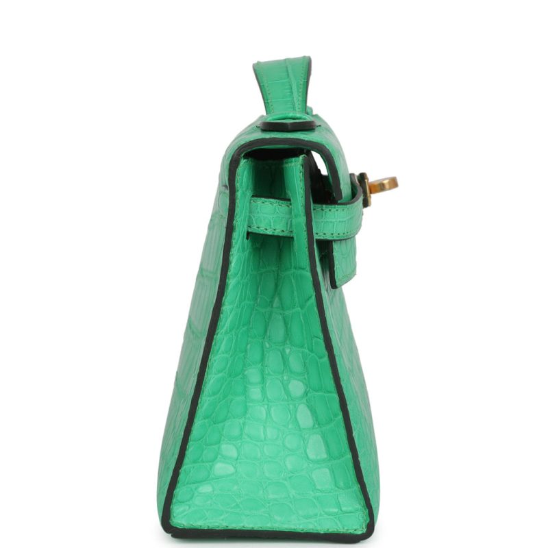 Hermes Kelly Pochette Vert Comics Matte Alligator Gold Hardware - Image 3