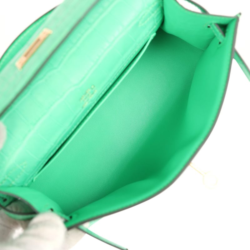 Hermes Kelly Pochette Vert Comics Matte Alligator Gold Hardware - Image 7