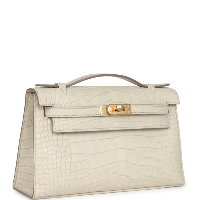 Hermes Kelly Pochette Beton Matte Alligator Gold Hardware - Image 2