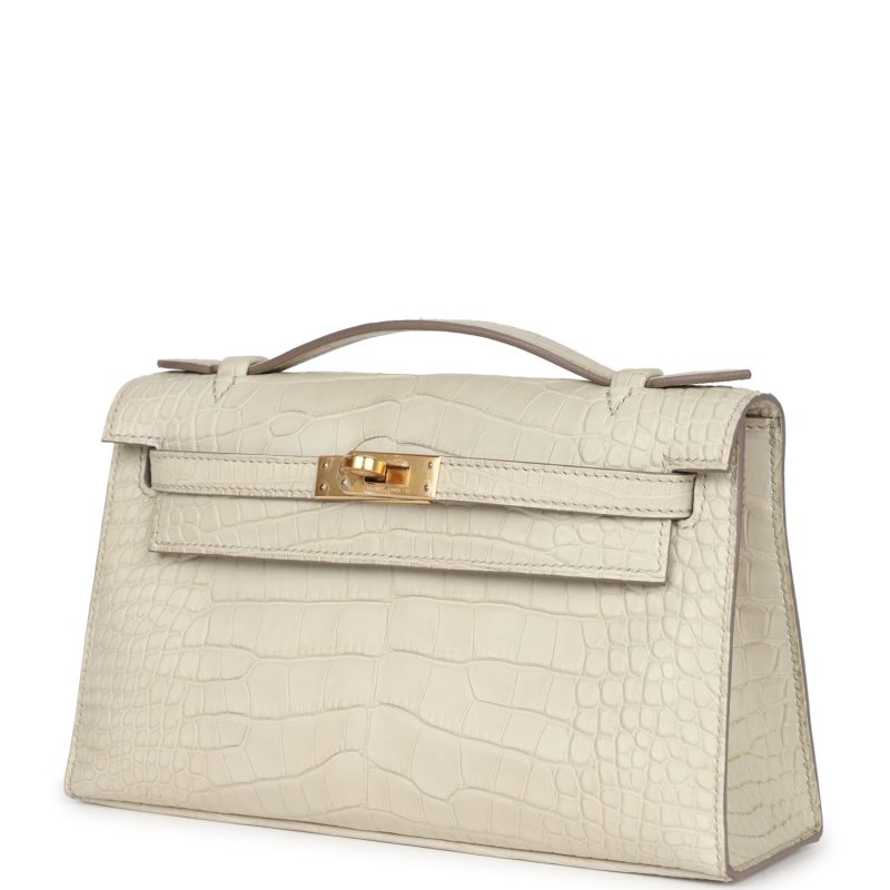 Hermes Kelly Pochette Beton Matte Alligator Gold Hardware - Image 3