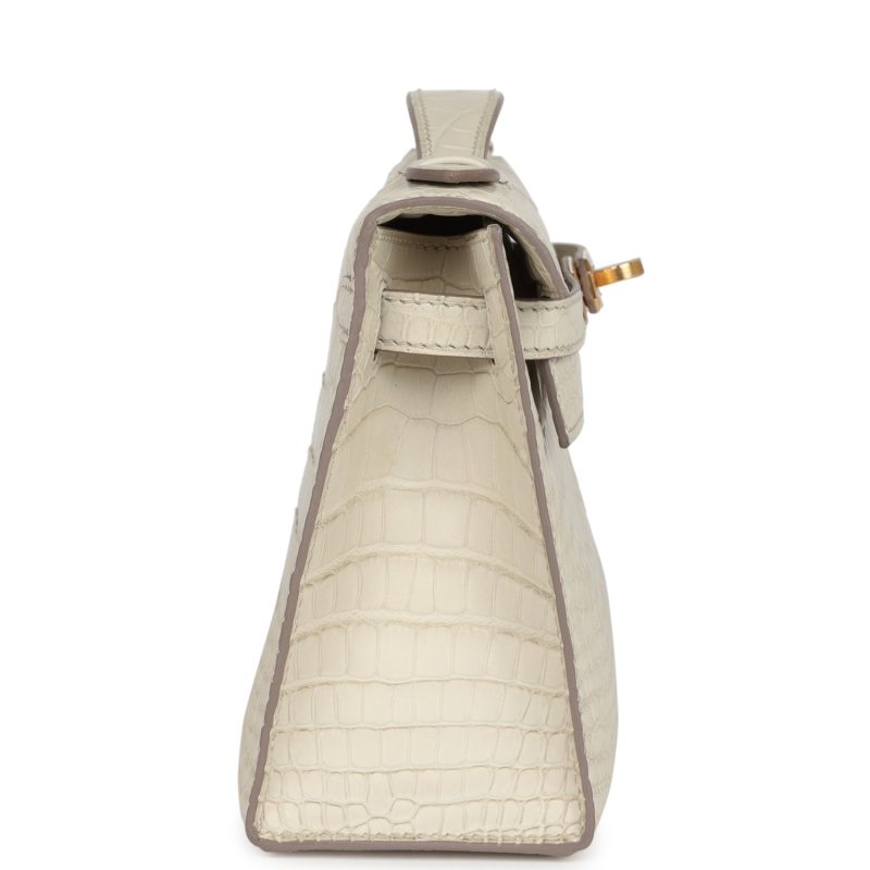 Hermes Kelly Pochette Beton Matte Alligator Gold Hardware - Image 4
