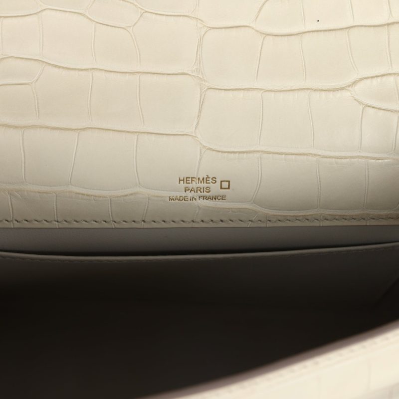 Hermes Kelly Pochette Beton Matte Alligator Gold Hardware - Image 7