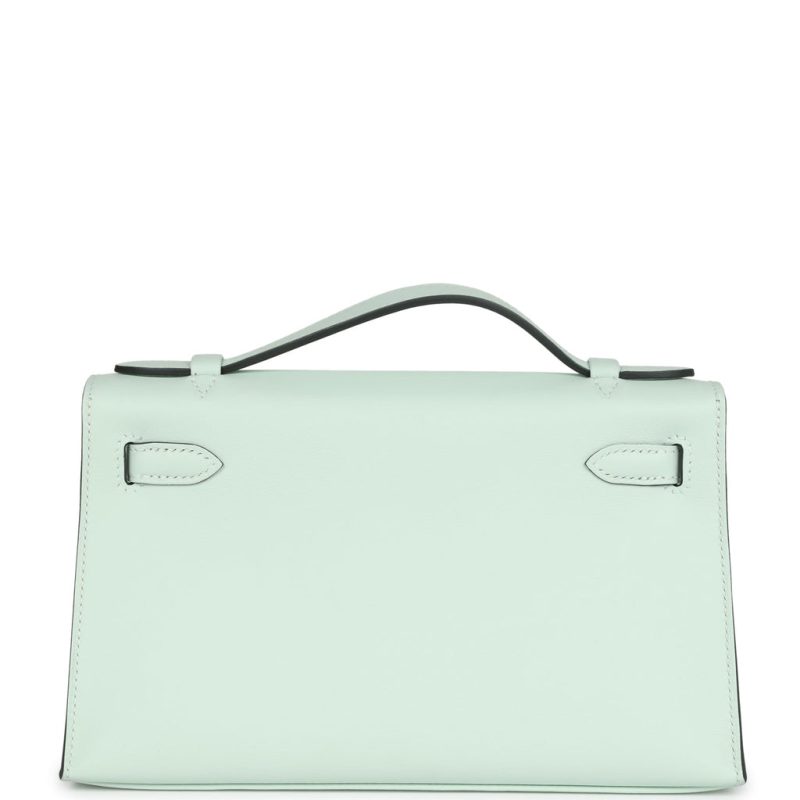 Hermes Kelly Pochette Vert Peppermint Swift Palladium Hardware - Image 4
