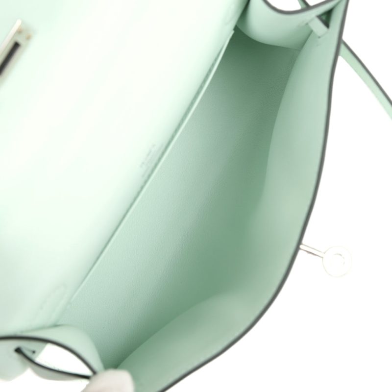 Hermes Kelly Pochette Vert Peppermint Swift Palladium Hardware - Image 7