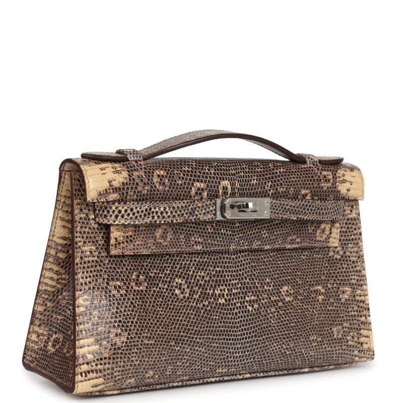 Hermes Kelly Pochette Desert Varanus Salvator Lizard Palladium Hardware - Image 2