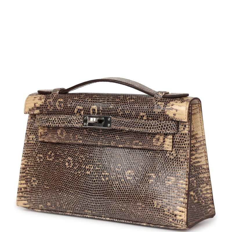 Hermes Kelly Pochette Desert Varanus Salvator Lizard Palladium Hardware - Image 3