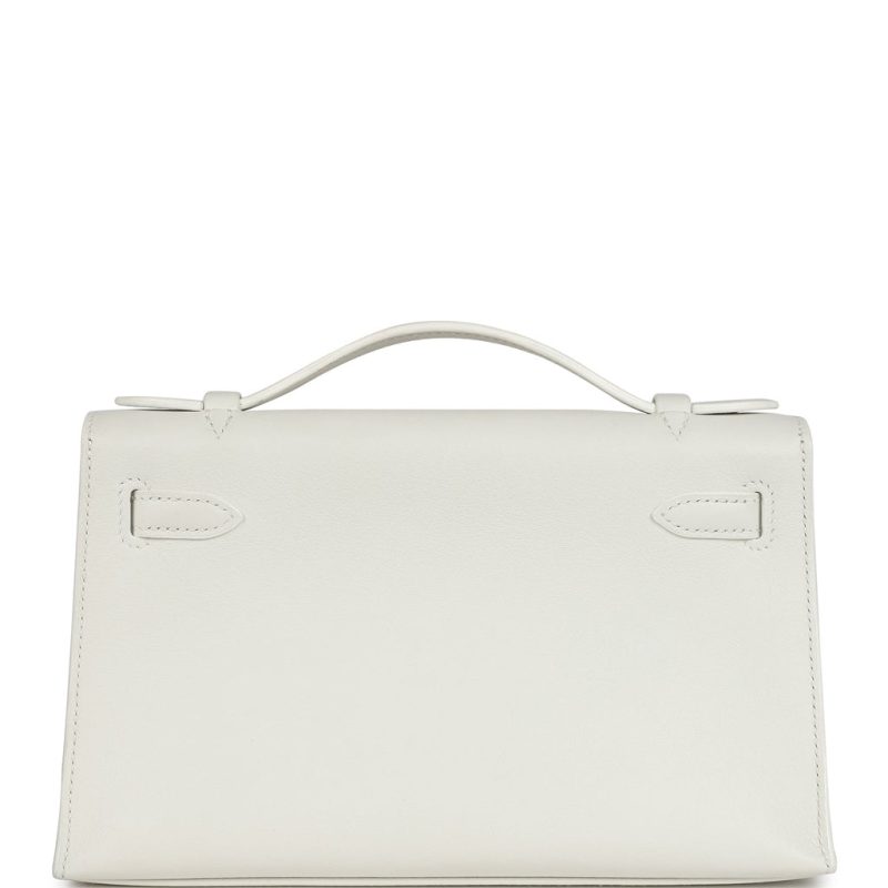 Hermes Kelly Pochette White Swift Gold Hardware - Image 4