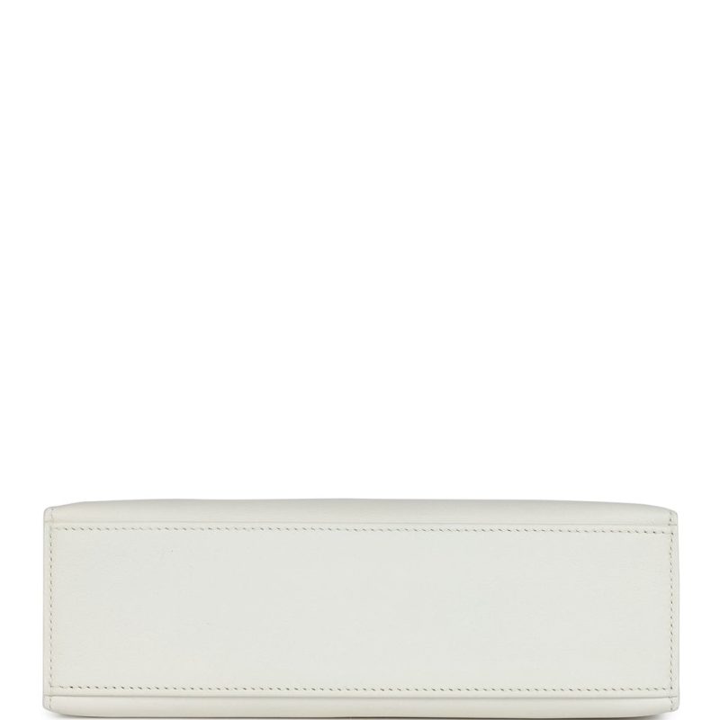 Hermes Kelly Pochette White Swift Gold Hardware - Image 5