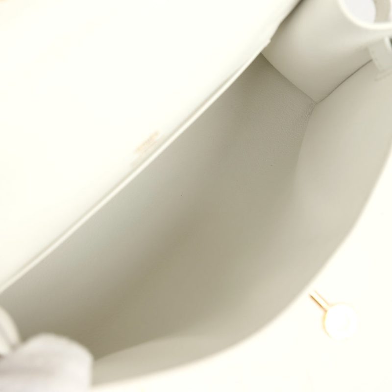 Hermes Kelly Pochette White Swift Gold Hardware - Image 7