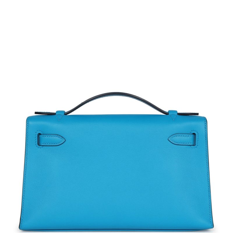 Hermes Kelly Pochette Bleu Frida Swift Gold Hardware - Image 4