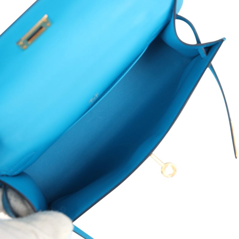 Hermes Kelly Pochette Bleu Frida Swift Gold Hardware - Image 7