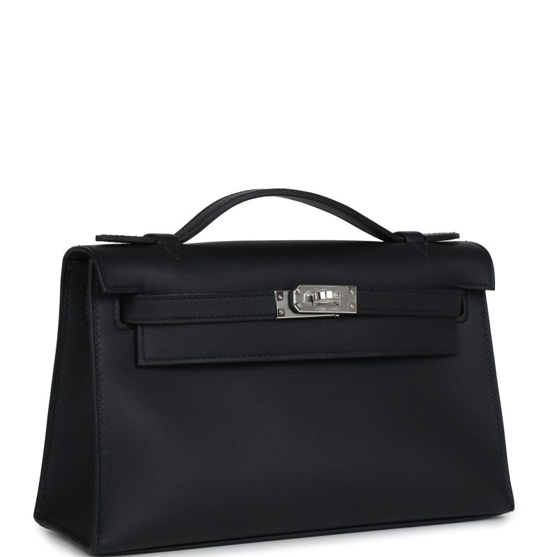 Hermes Kelly Pochette Black Swift Palladium Hardware - Image 2