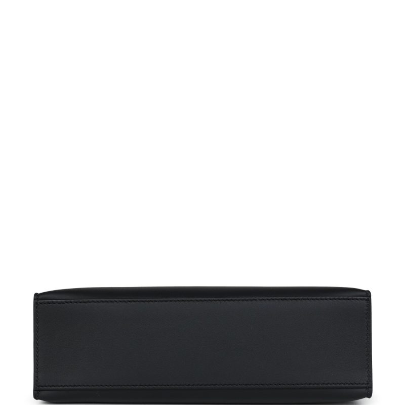 Hermes Kelly Pochette Black Swift Palladium Hardware - Image 5