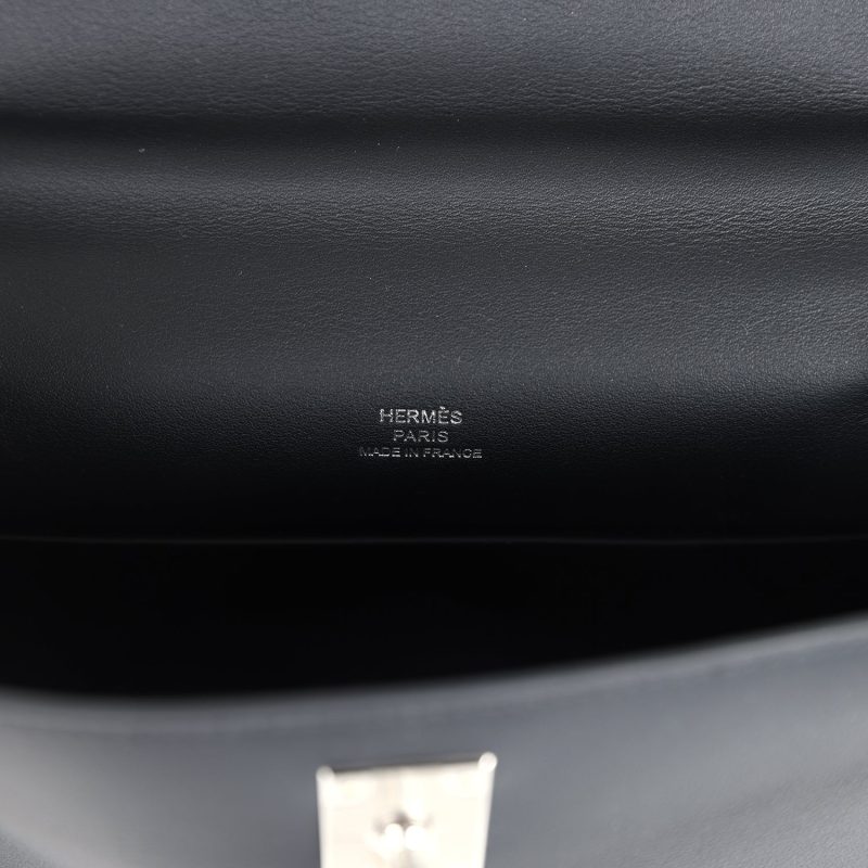 Hermes Kelly Pochette Black Swift Palladium Hardware - Image 6