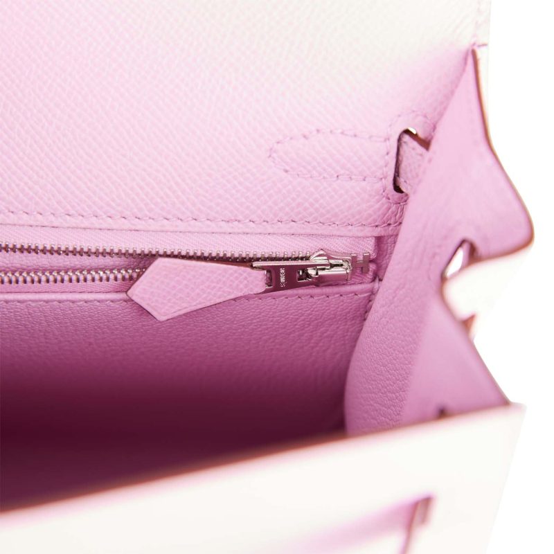 Hermes Kelly Sellier 25 Mauve Sylvestre Epsom Palladium Hardware - Image 8