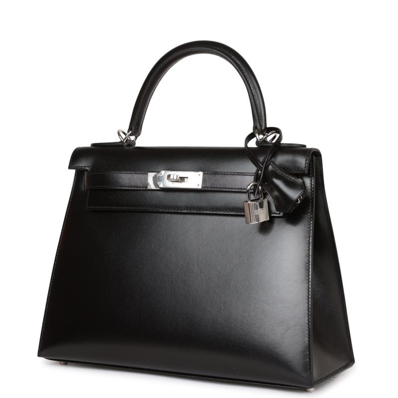 Hermes Kelly Sellier 28 Black Box Palladium Hardware - Image 3