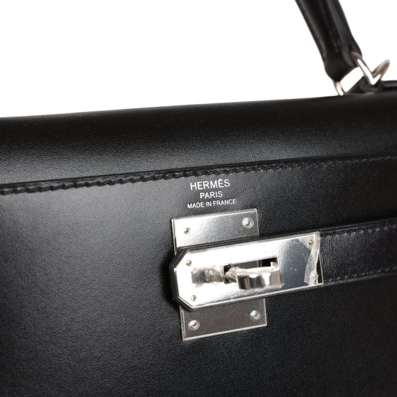 Hermes Kelly Sellier 28 Black Box Palladium Hardware - Image 7
