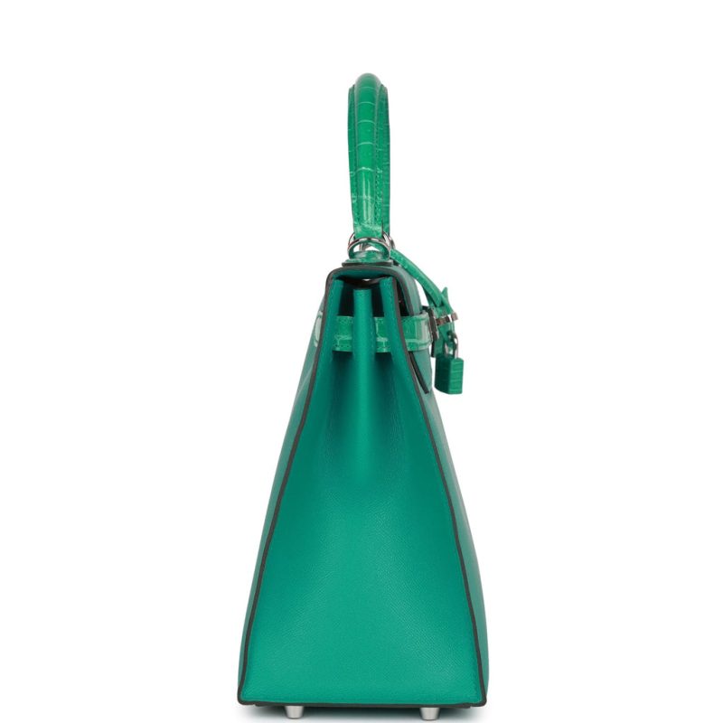 Hermes Kelly Sellier 28 Vert Verone Madame and Shiny Niloticus Crocodile Touch Palladium - Image 3