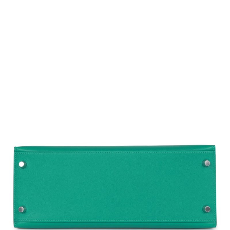 Hermes Kelly Sellier 28 Vert Verone Madame and Shiny Niloticus Crocodile Touch Palladium - Image 5