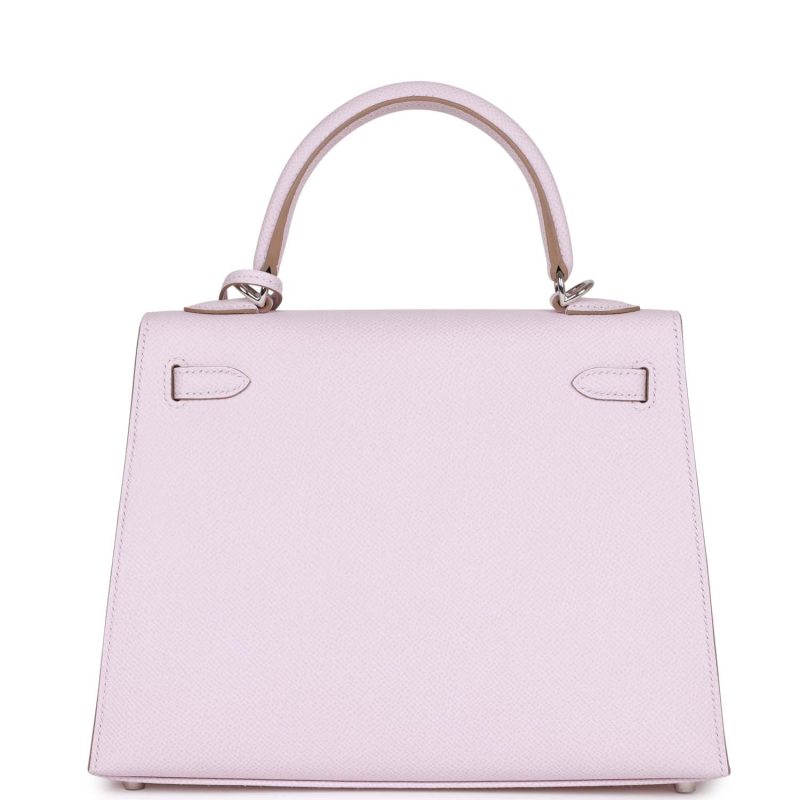 Hermes Kelly Sellier 25 Mauve Pale Epsom Palladium Hardware - Image 4
