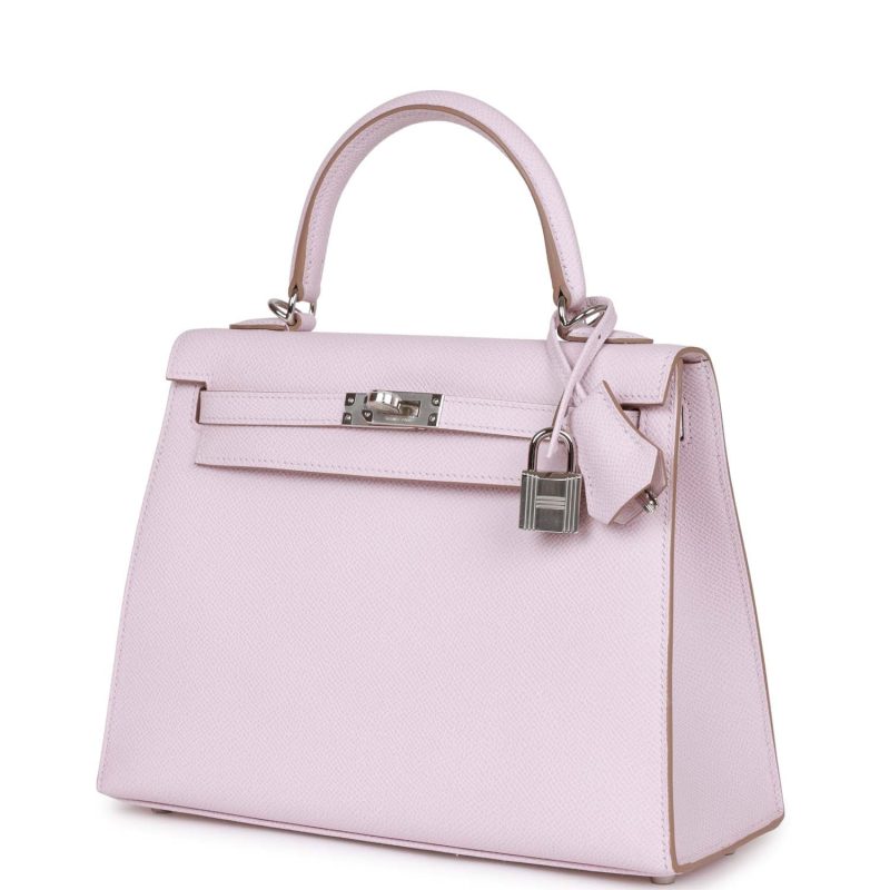 Hermes Kelly Sellier 25 Mauve Pale Epsom Palladium Hardware - Image 5