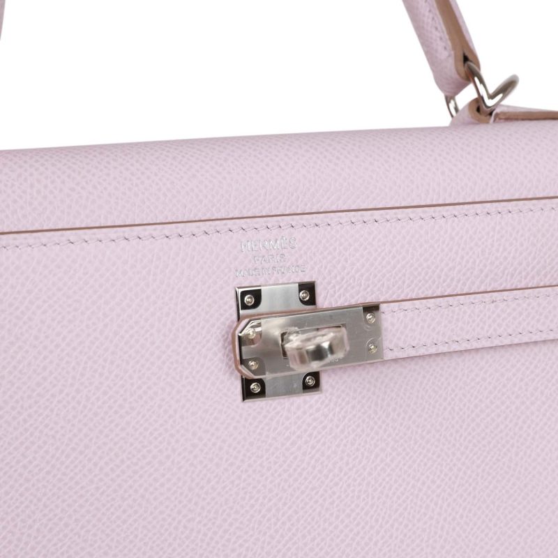 Hermes Kelly Sellier 25 Mauve Pale Epsom Palladium Hardware - Image 7