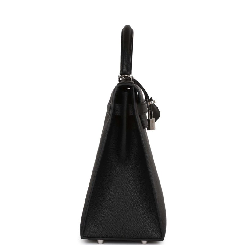 Hermes Kelly Sellier 32 Black Epsom Palladium Hardware - Image 5