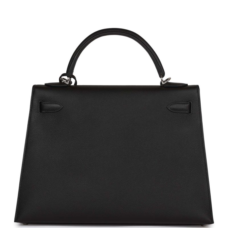 Hermes Kelly Sellier 32 Black Epsom Palladium Hardware - Image 3