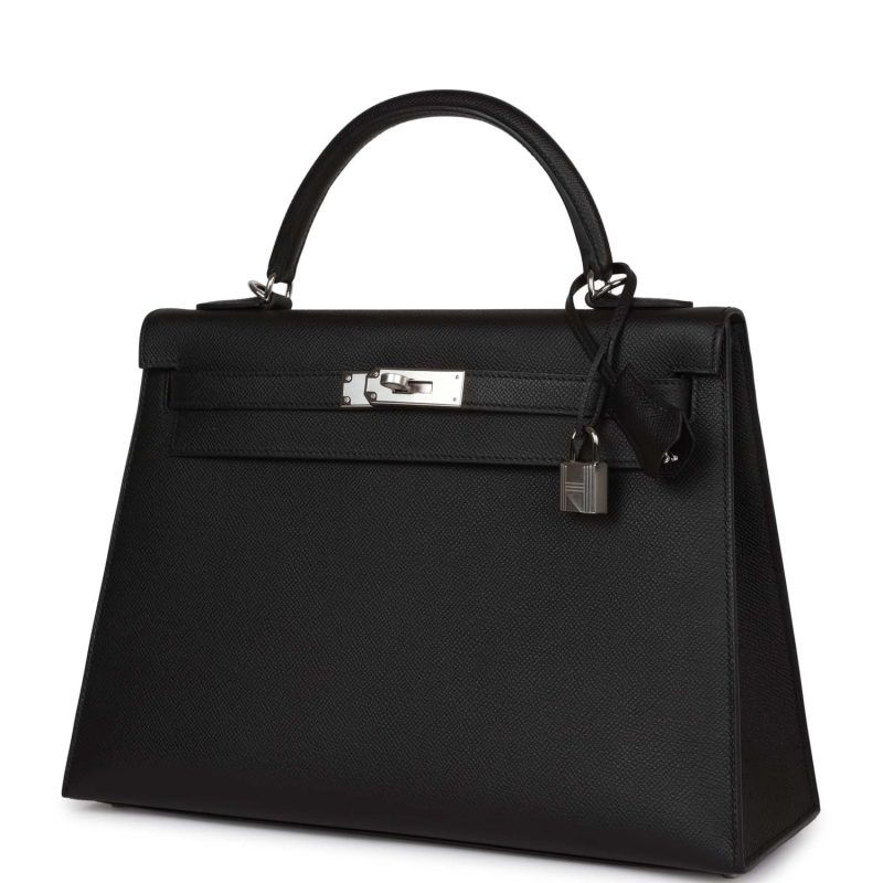 Hermes Kelly Sellier 32 Black Epsom Palladium Hardware - Image 4