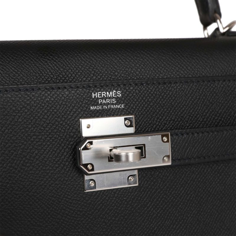 Hermes Kelly Sellier 32 Black Epsom Palladium Hardware - Image 7