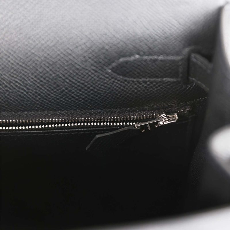 Hermes Kelly Sellier 32 Black Epsom Palladium Hardware - Image 9