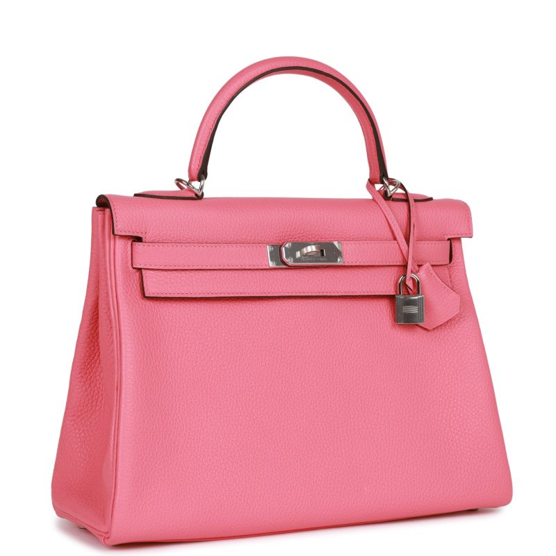 Hermes Kelly Retourne 32 Rose Azalee Clemence Palladium Hardware - Image 2