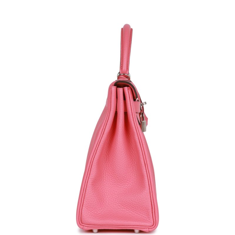 Hermes Kelly Retourne 32 Rose Azalee Clemence Palladium Hardware - Image 3