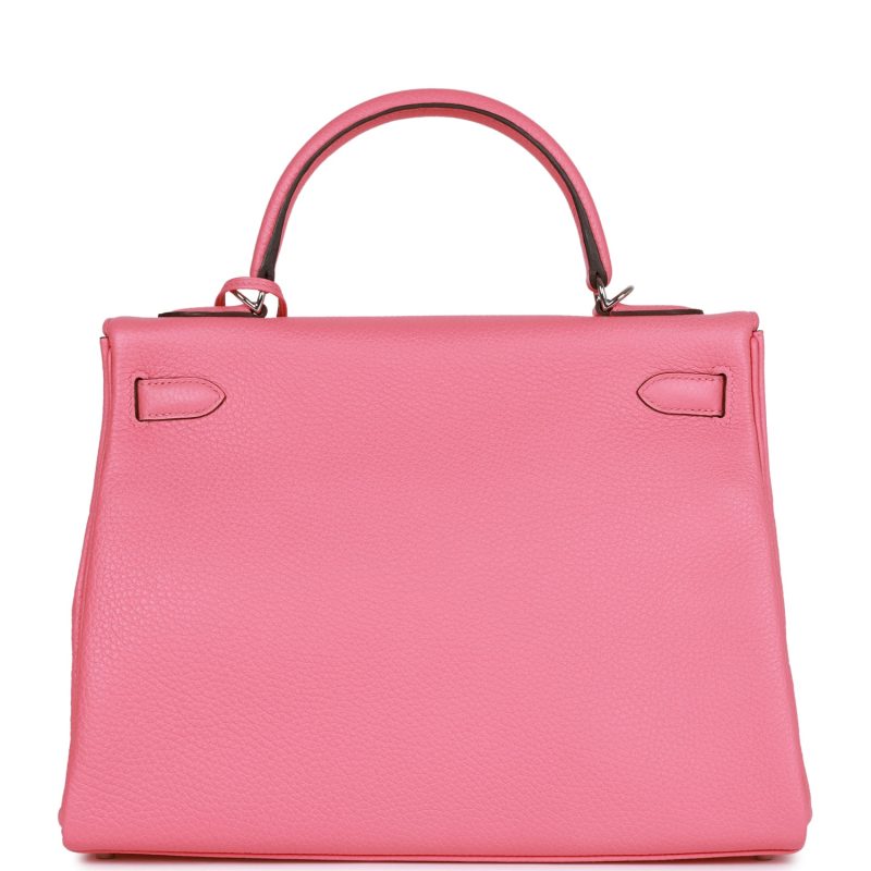 Hermes Kelly Retourne 32 Rose Azalee Clemence Palladium Hardware - Image 4