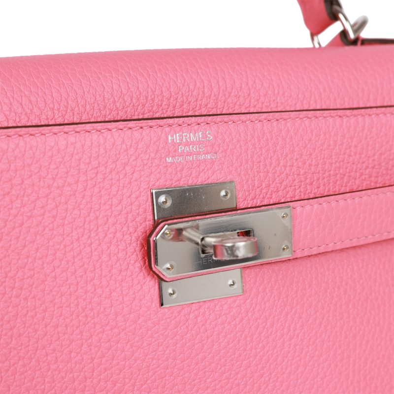 Hermes Kelly Retourne 32 Rose Azalee Clemence Palladium Hardware - Image 7