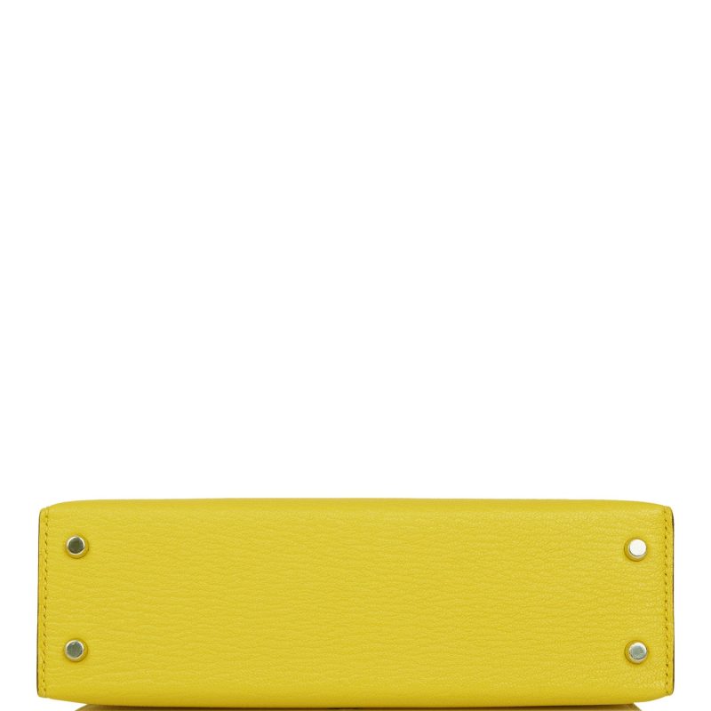 Hermes Kelly Sellier 20 Jaune de Naples Verso Chevre Palladium Hardware - Image 6