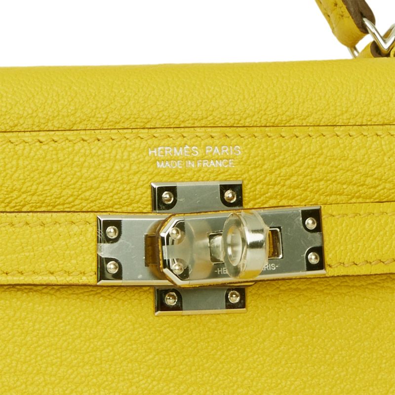 Hermes Kelly Sellier 20 Jaune de Naples Verso Chevre Palladium Hardware - Image 7