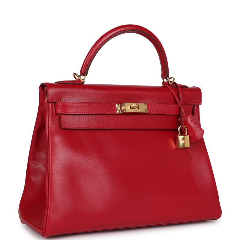 Hermes Kelly Retourne 32 Rouge Vif Tadelakt Gold Hardware - Image 2