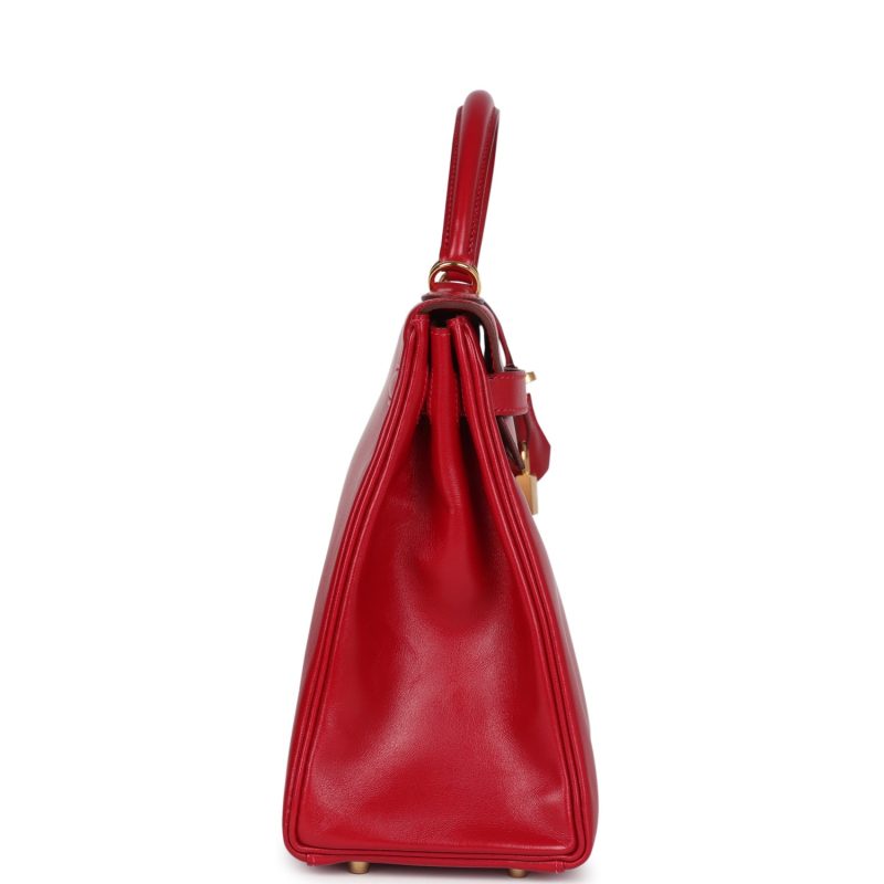 Hermes Kelly Retourne 32 Rouge Vif Tadelakt Gold Hardware - Image 3