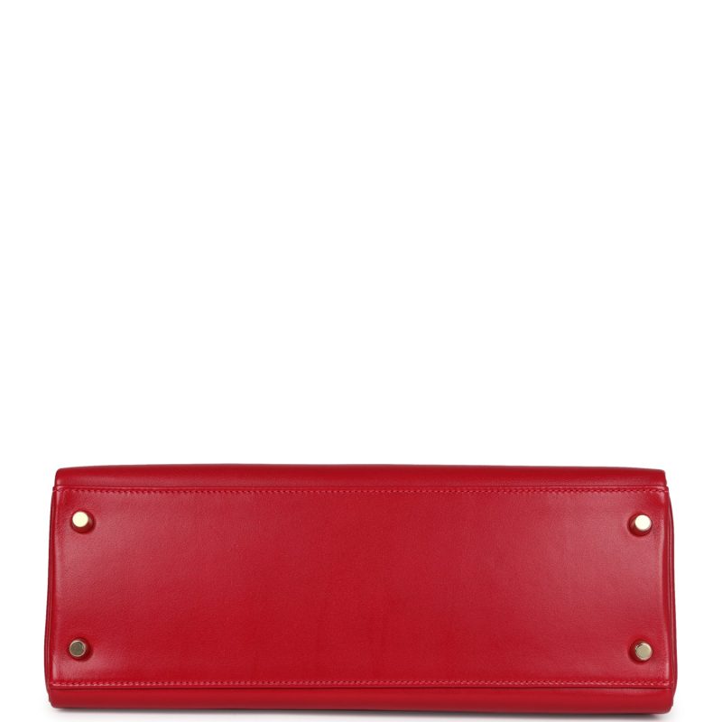 Hermes Kelly Retourne 32 Rouge Vif Tadelakt Gold Hardware - Image 5