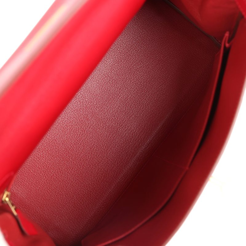 Hermes Kelly Retourne 32 Rouge Vif Tadelakt Gold Hardware - Image 7
