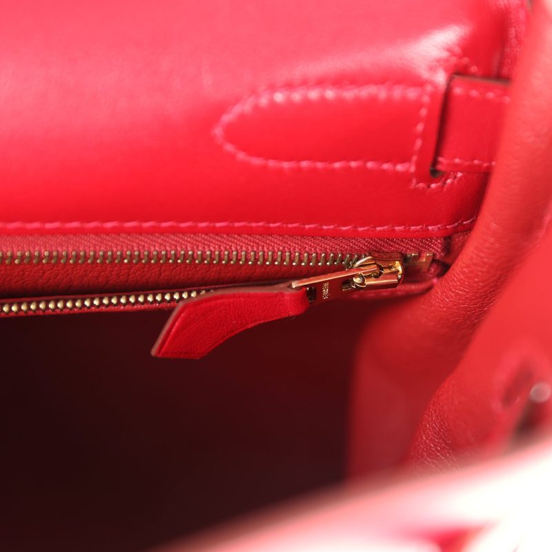 Hermes Kelly Retourne 32 Rouge Vif Tadelakt Gold Hardware - Image 8