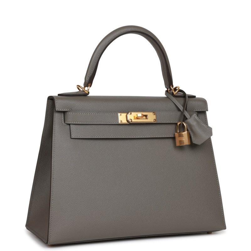Hermes Kelly Sellier 28 Gris Meyer Epsom Gold Hardware - Image 2