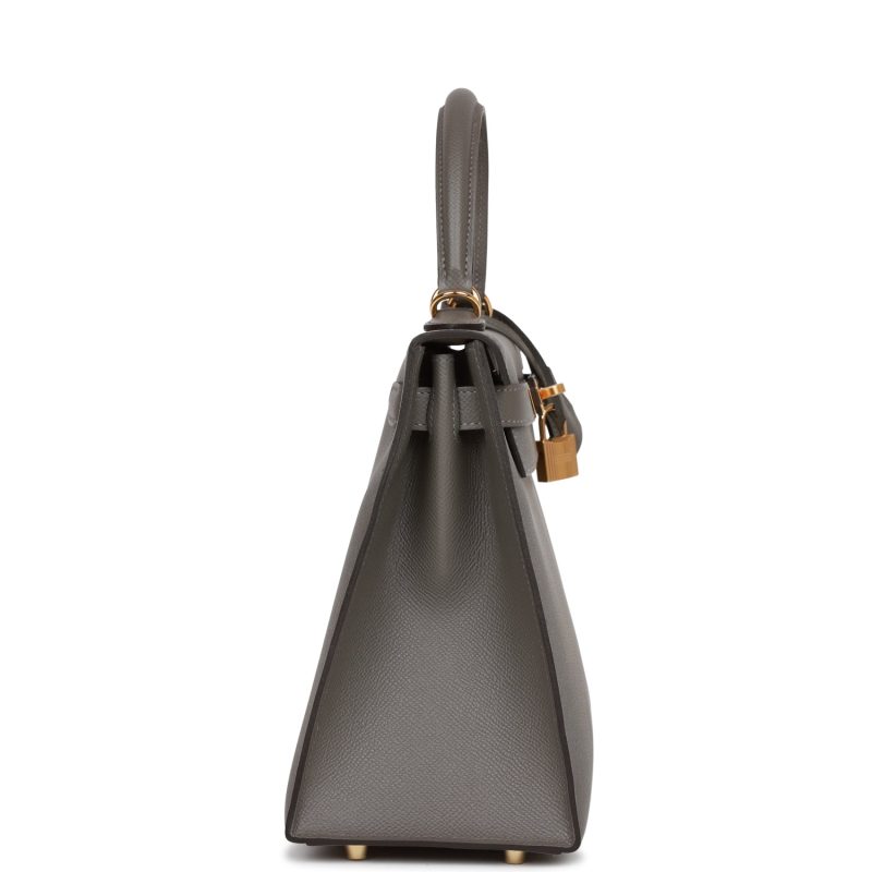Hermes Kelly Sellier 28 Gris Meyer Epsom Gold Hardware - Image 4