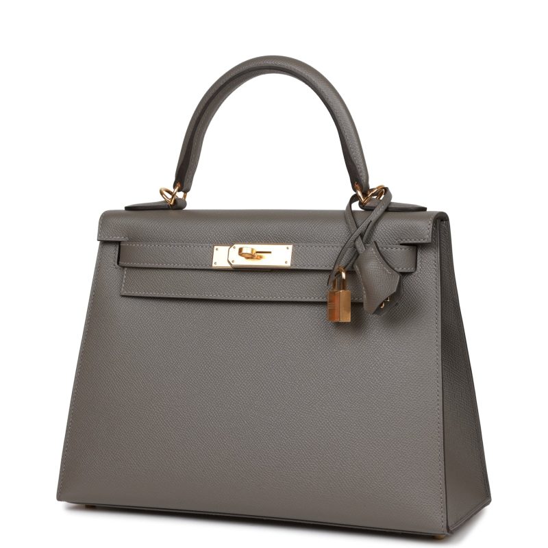 Hermes Kelly Sellier 28 Gris Meyer Epsom Gold Hardware - Image 3