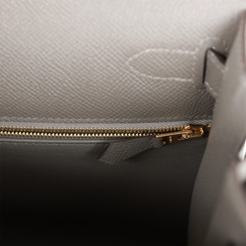 Hermes Kelly Sellier 28 Gris Meyer Epsom Gold Hardware - Image 9