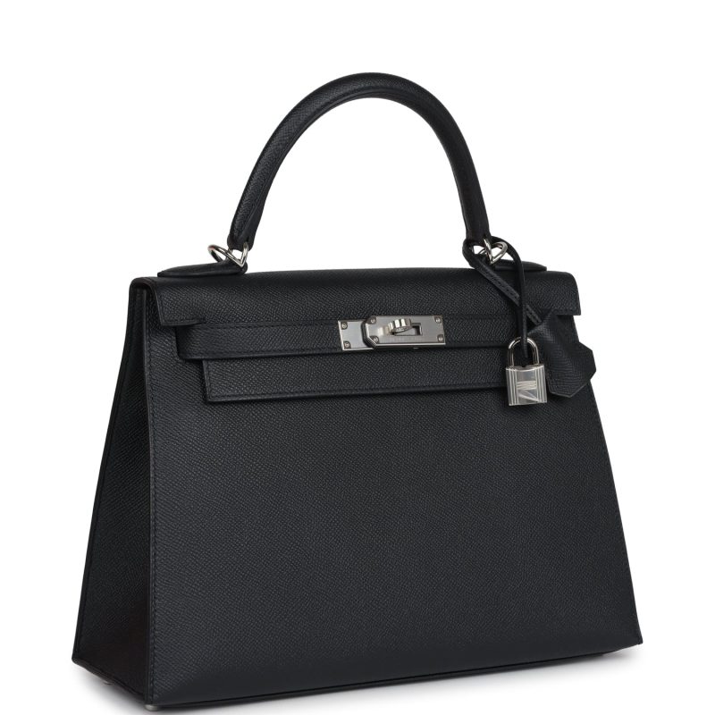 Hermes Kelly Sellier 28 Black Epsom Palladium Hardware - Image 2