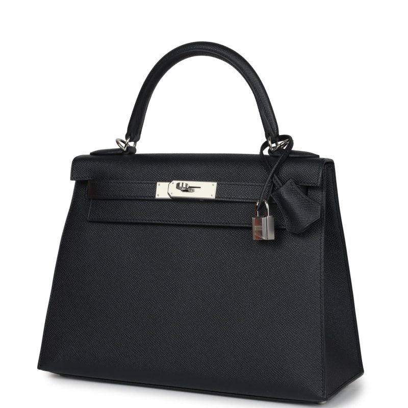 Hermes Kelly Sellier 28 Black Epsom Palladium Hardware - Image 3