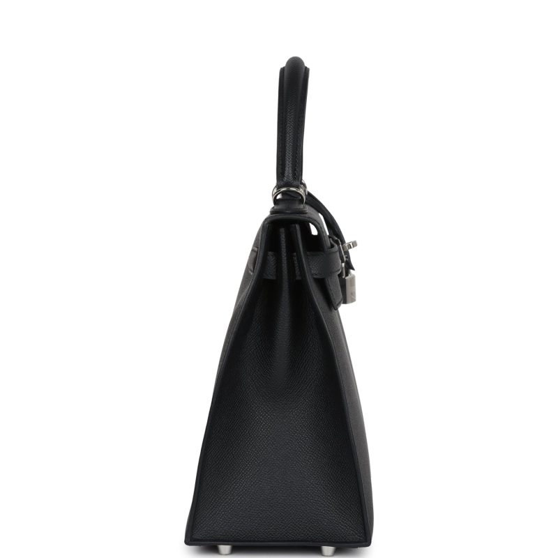 Hermes Kelly Sellier 28 Black Epsom Palladium Hardware - Image 4